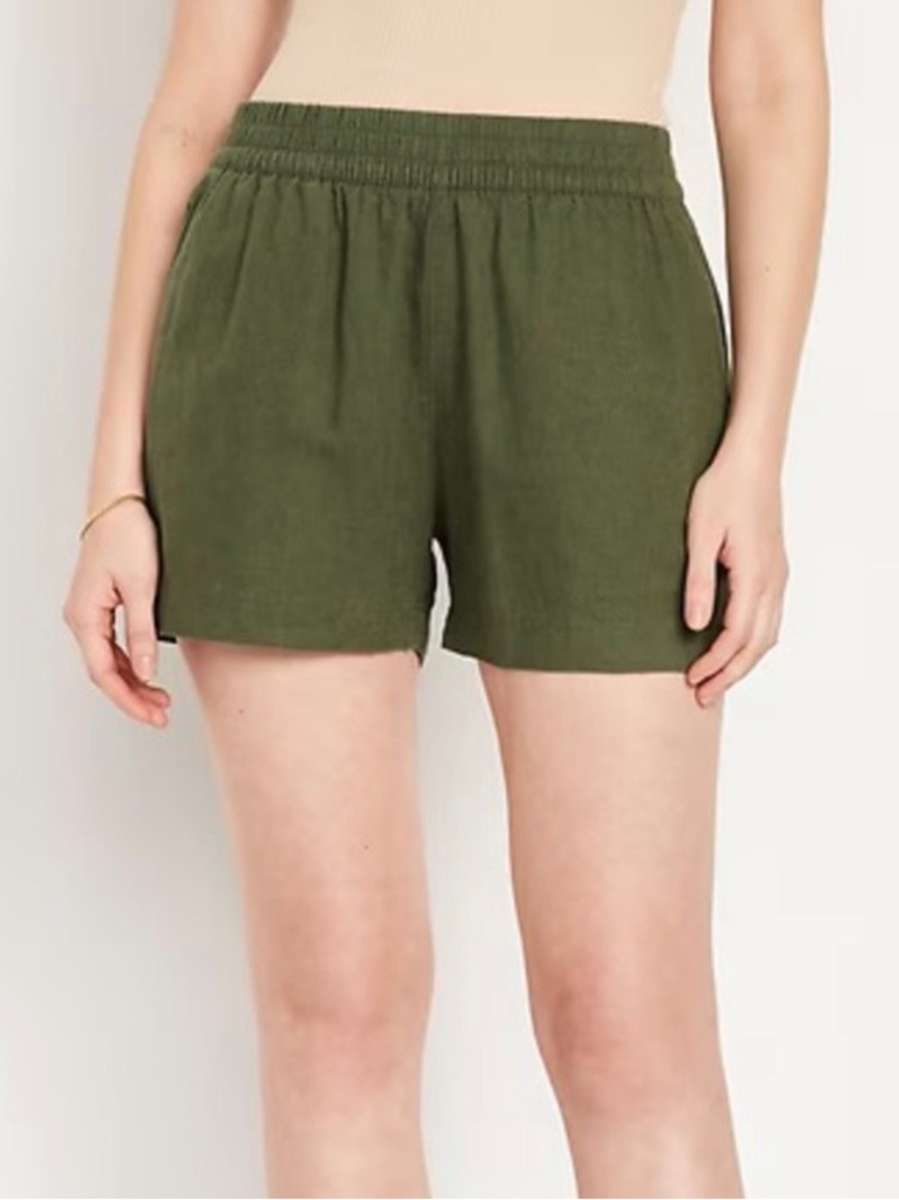 Old Navy High-Waisted Linen
Blend Pull-On Shorts Olive
Green XSmall